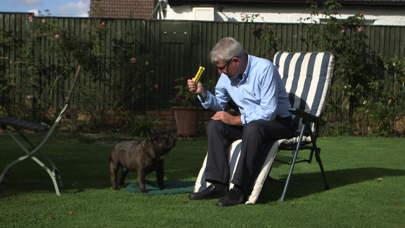 Rob with Tom in the garden