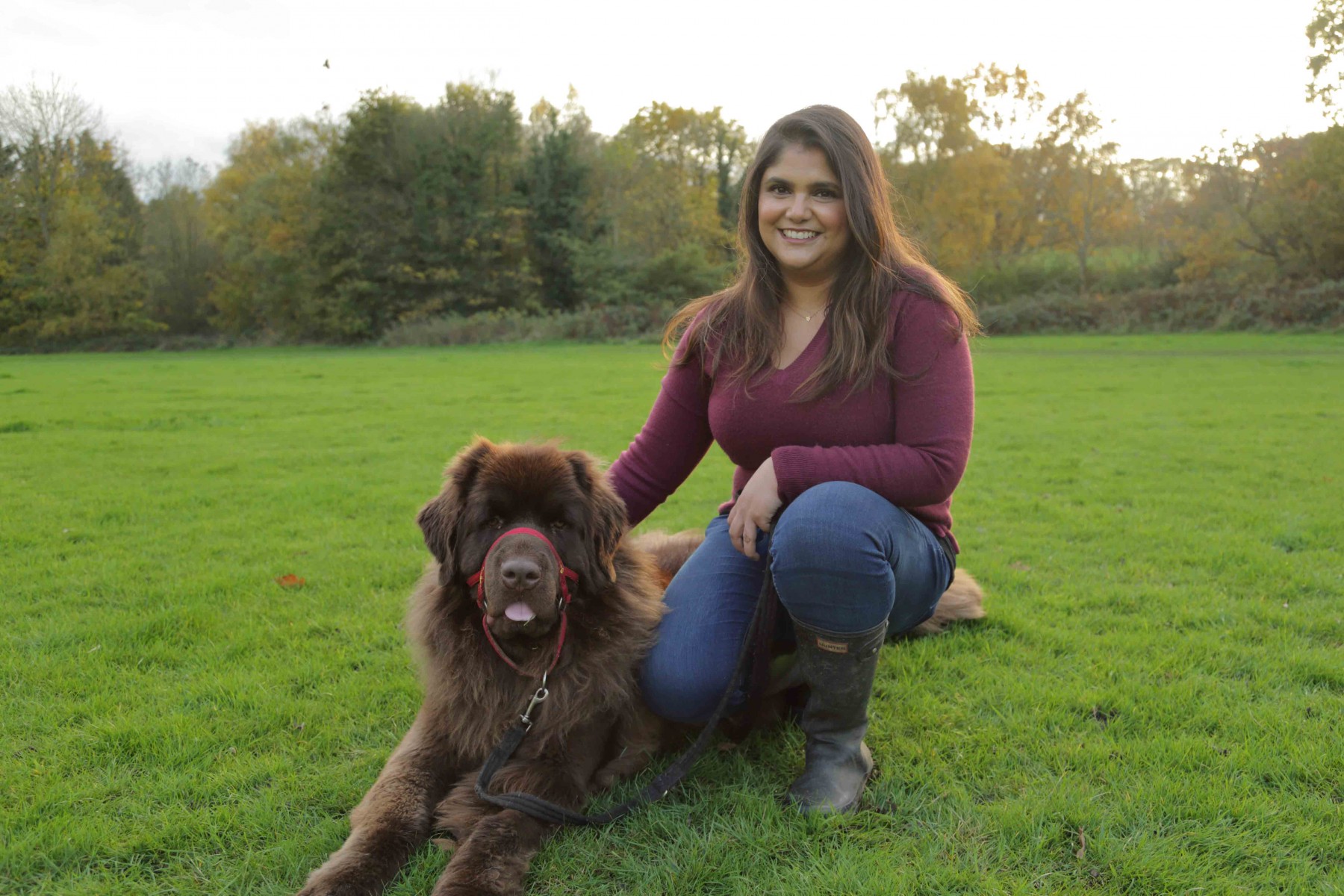 Newfoundland Bailey outdoors with mum